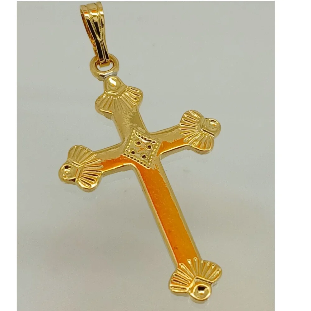 Karatbond Vintage Y2K Gold Ornate Cross Necklace Pendant Made in USA NOS Faith